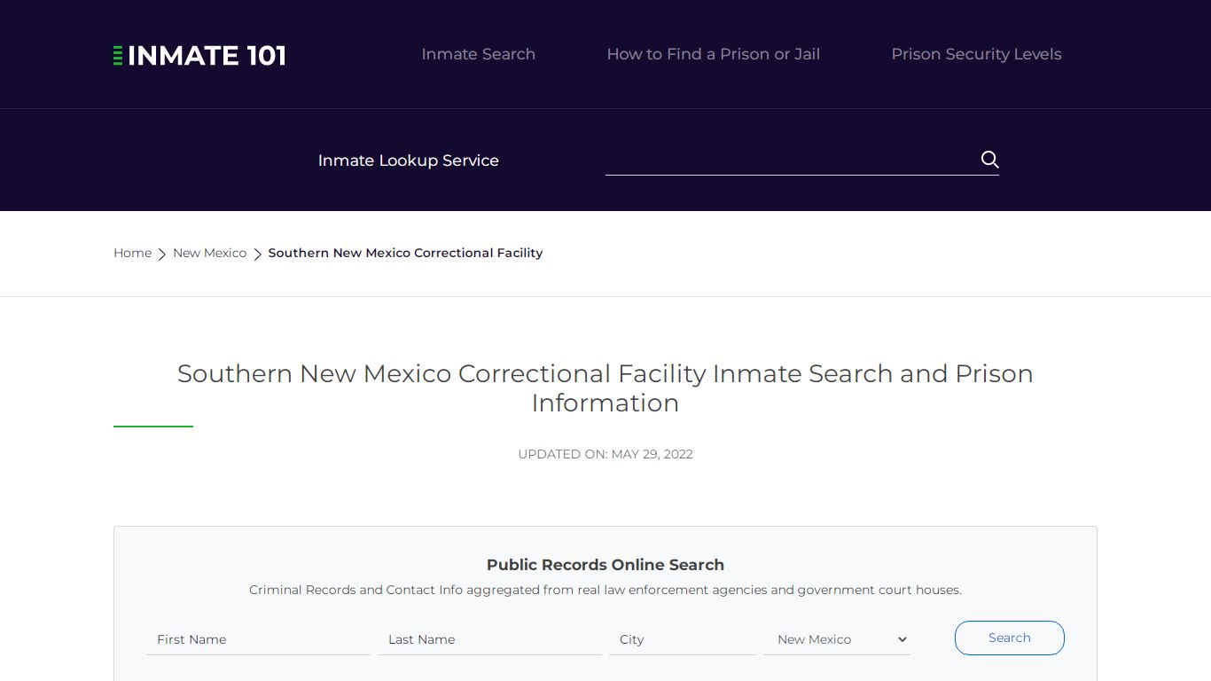 Southern New Mexico Correctional Facility Inmate Search ...